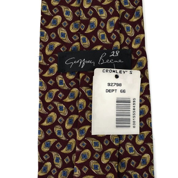 Vintage Geoffrey Been Mens Tie Necktie Silk Paisley Brown USA From Crowleys New - Picture 5 of 8